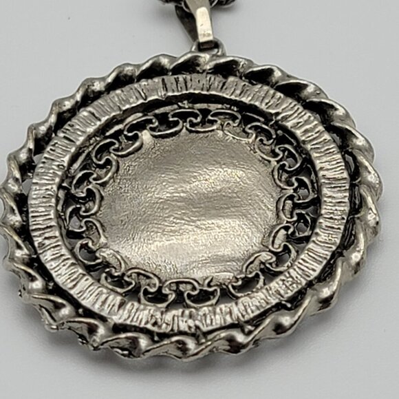 Vtg. 1907 USA Indian Head Penny And Turquoise Pendant Necklace Silver-Tone 24 In - Picture 6 of 9